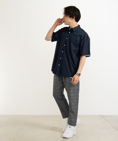 WEGO（ウィゴー）の「WEGO/ストレッチブロード半袖ポプリンシャツ（シャツ/ブラウス・メンズ・ホワイト/ブラック/ネイビー・SMALL/MEDIUM/LARGE）」の17枚目の写真