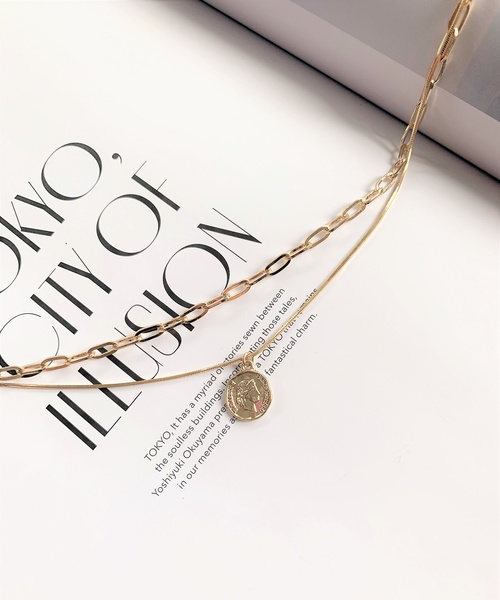 Q キュー の 2連コインネックレス ネックレス Wear