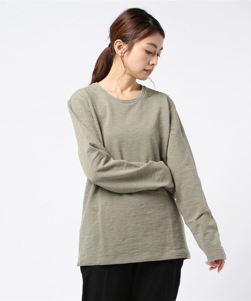 ARCHIVER(アーカイバ)の「【69】【it】ミニ裏毛ロングスリーブカット(Tシャツ/カットソー・レディース・ホワイト/カーキ/ライトグレー・LARGE/MEDIUM)」の1枚目の写真