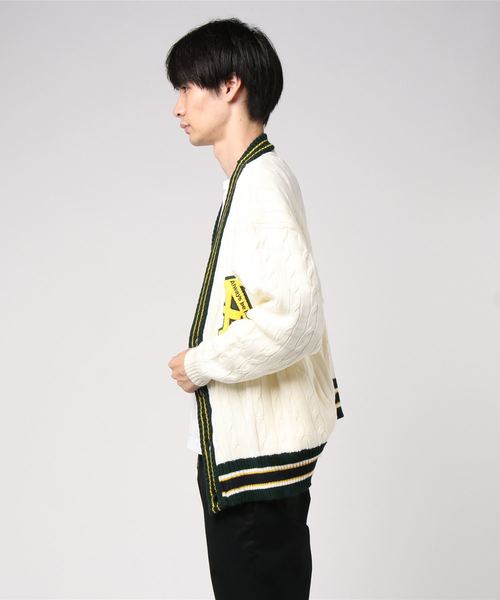 WEGO（ウィゴー）の「WEGO/サガラワッペンラインカーディガン（カーディガン/ボレロ・メンズ・ホワイト/ネイビー・LARGE/MEDIUM）」の3枚目の写真