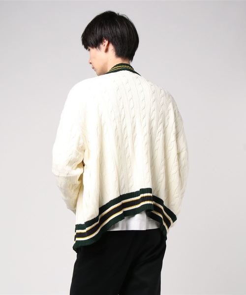 WEGO（ウィゴー）の「WEGO/サガラワッペンラインカーディガン（カーディガン/ボレロ・メンズ・ホワイト/ネイビー・LARGE/MEDIUM）」の4枚目の写真