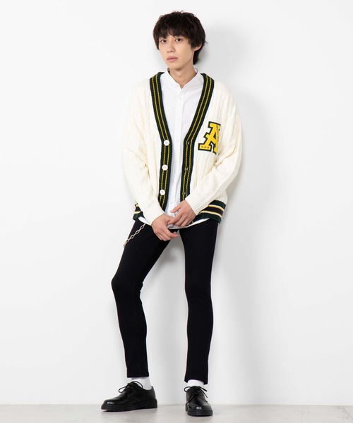 WEGO（ウィゴー）の「WEGO/サガラワッペンラインカーディガン（カーディガン/ボレロ・メンズ・ホワイト/ネイビー・LARGE/MEDIUM）」の5枚目の写真