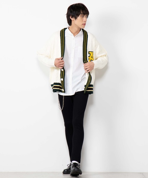 WEGO（ウィゴー）の「WEGO/サガラワッペンラインカーディガン（カーディガン/ボレロ・メンズ・ホワイト/ネイビー・LARGE/MEDIUM）」の7枚目の写真