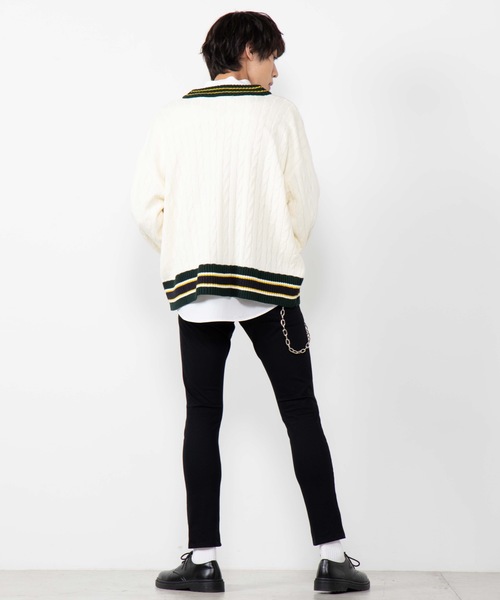 WEGO（ウィゴー）の「WEGO/サガラワッペンラインカーディガン（カーディガン/ボレロ・メンズ・ホワイト/ネイビー・LARGE/MEDIUM）」の8枚目の写真