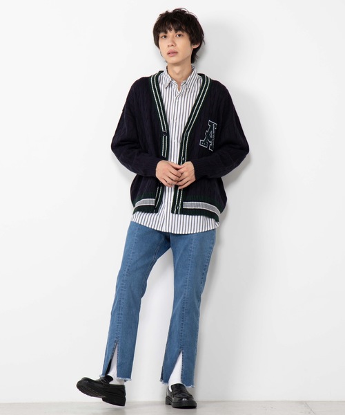 WEGO（ウィゴー）の「WEGO/サガラワッペンラインカーディガン（カーディガン/ボレロ・メンズ・ホワイト/ネイビー・LARGE/MEDIUM）」の9枚目の写真