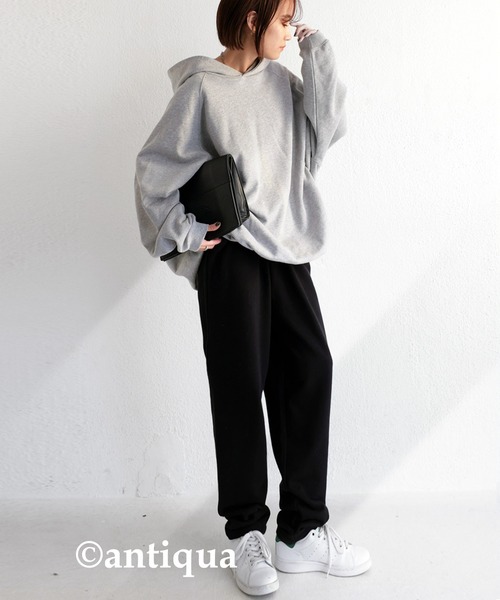 antiqua（アンティカ）の「裏毛ハイウエストパンツ（その他パンツ・レディース・ブラック/杢グレー/カーキ/ブラウン系その他・M/L/L/XL）」の12枚目の写真