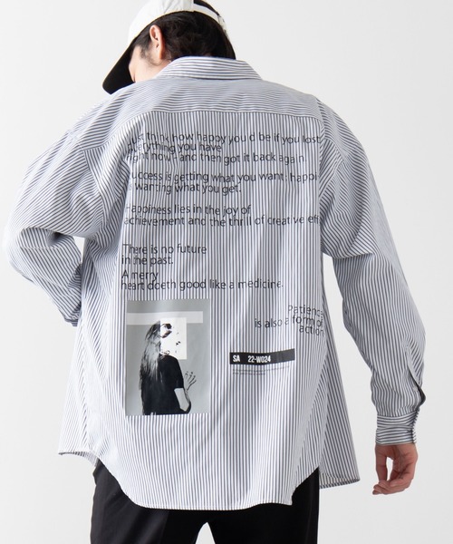 WEGO（ウィゴー）の「WEGO/Girlビッグシルエットストライプポプリンシャツ（シャツ/ブラウス・メンズ・ホワイト系その他4/ブラック系その他4/ブルー系その他4・MEDIUM/LARGE）」の2枚目の写真