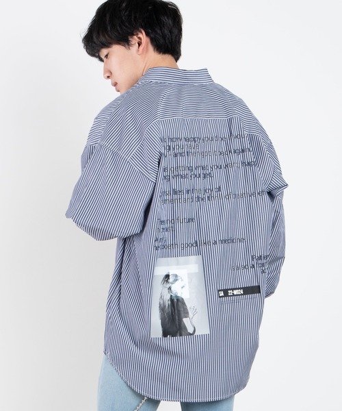 WEGO（ウィゴー）の「WEGO/Girlビッグシルエットストライプポプリンシャツ（シャツ/ブラウス・メンズ・ホワイト系その他4/ブラック系その他4/ブルー系その他4・MEDIUM/LARGE）」の3枚目の写真