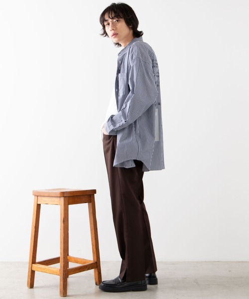 WEGO（ウィゴー）の「WEGO/Girlビッグシルエットストライプポプリンシャツ（シャツ/ブラウス・メンズ・ホワイト系その他4/ブラック系その他4/ブルー系その他4・MEDIUM/LARGE）」の4枚目の写真