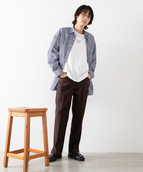 WEGO（ウィゴー）の「WEGO/Girlビッグシルエットストライプポプリンシャツ（シャツ/ブラウス・メンズ・ホワイト系その他4/ブラック系その他4/ブルー系その他4・MEDIUM/LARGE）」の11枚目の写真