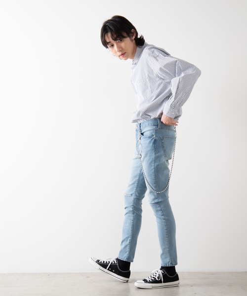 WEGO（ウィゴー）の「WEGO/Girlビッグシルエットストライプポプリンシャツ（シャツ/ブラウス・メンズ・ホワイト系その他4/ブラック系その他4/ブルー系その他4・MEDIUM/LARGE）」の14枚目の写真