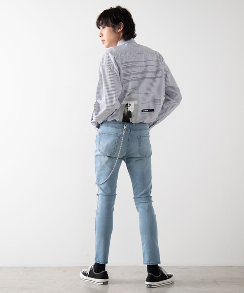 WEGO（ウィゴー）の「WEGO/Girlビッグシルエットストライプポプリンシャツ（シャツ/ブラウス・メンズ・ホワイト系その他4/ブラック系その他4/ブルー系その他4・MEDIUM/LARGE）」の7枚目の写真