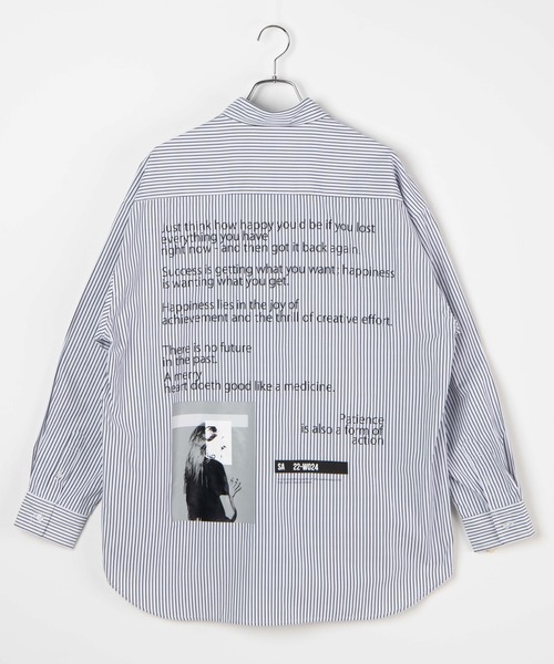 WEGO（ウィゴー）の「WEGO/Girlビッグシルエットストライプポプリンシャツ（シャツ/ブラウス・メンズ・ホワイト系その他4/ブラック系その他4/ブルー系その他4・MEDIUM/LARGE）」の20枚目の写真