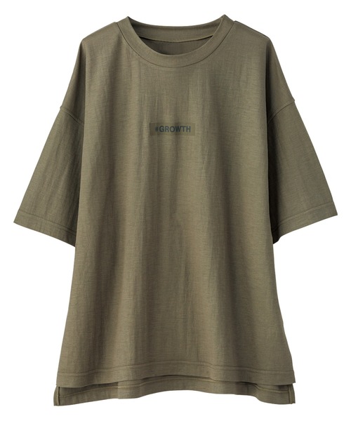BELLUNA PLUS(ベルーナ)の「涼感素材ロゴデザインプルオーバー(Tシャツ/カットソー・レディース・ベージュ/オリーブ/ボルドー/ネイビー/テラコッタ・MEDIUM/X-LARGE/LARGE)」の4枚目の写真