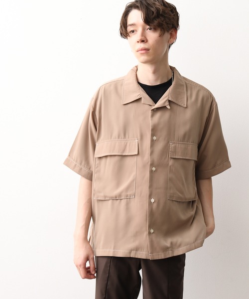 JUNRED（ジュンレッド）の「ＢＩＧポケットオープンカラー半袖（シャツ/ブラウス・メンズ・グレー/ベージュ/ワイン/ブラック/ピンク/ブラウン・M/L）」の22枚目の写真