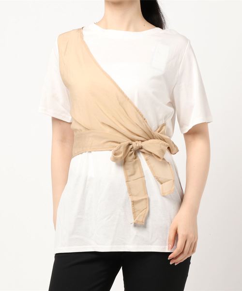 KOBE LETTUCE（コウベレタス）の「レイヤード風サイドスリットTシャツ（Tシャツ/カットソー・レディース・ホワイト系その他/ベージュ系その他/ホワイト系その他2・FREE）」の12枚目の写真