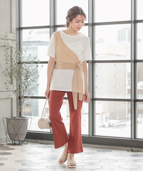 KOBE LETTUCE（コウベレタス）の「レイヤード風サイドスリットTシャツ（Tシャツ/カットソー・レディース・ホワイト系その他/ベージュ系その他/ホワイト系その他2・FREE）」の4枚目の写真