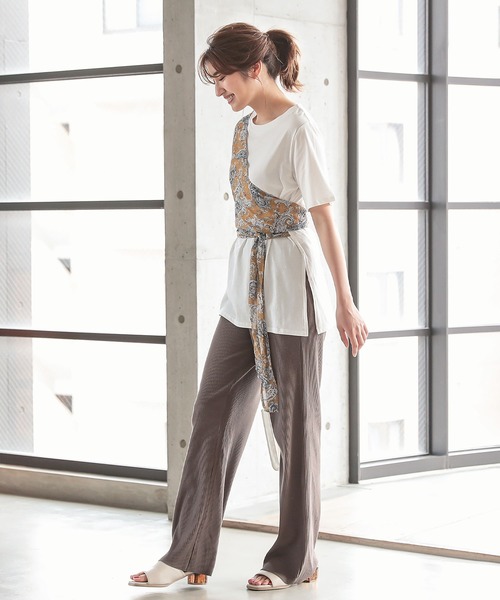 KOBE LETTUCE（コウベレタス）の「レイヤード風サイドスリットTシャツ（Tシャツ/カットソー・レディース・ホワイト系その他/ベージュ系その他/ホワイト系その他2・FREE）」の8枚目の写真