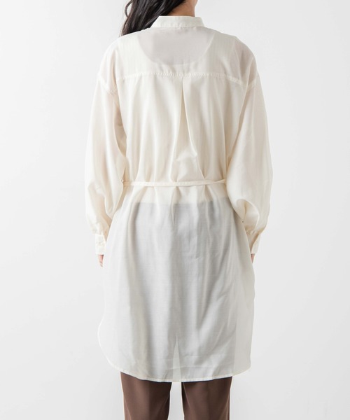 WEGO(ウィゴー)の「WEGO/バンドカラーシアーチュニックシャツ(シャツ/ブラウス・レディース・ダークブラウン/ホワイト・FREE)」の17枚目の写真