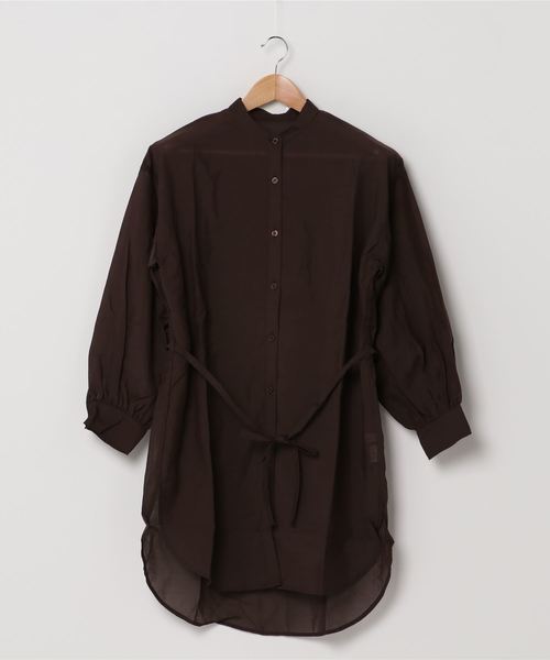 WEGO(ウィゴー)の「WEGO/バンドカラーシアーチュニックシャツ(シャツ/ブラウス・レディース・ダークブラウン/ホワイト・FREE)」の19枚目の写真