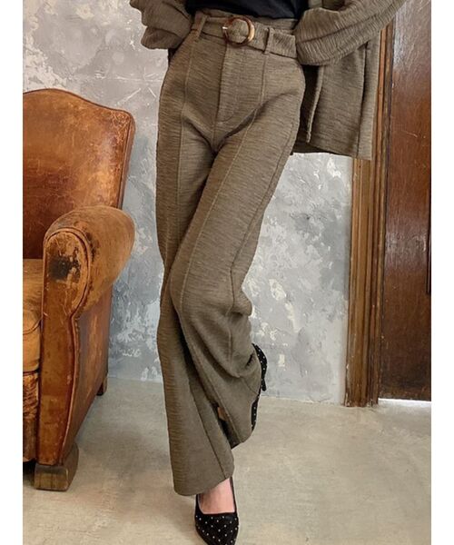 RESEXXY（リゼクシー）の「ハイウエストストレートパンツ【セットアップ着用可能】（その他パンツ・レディース・ブラック/カーキ/ブラウン・FREE）」の3枚目の写真