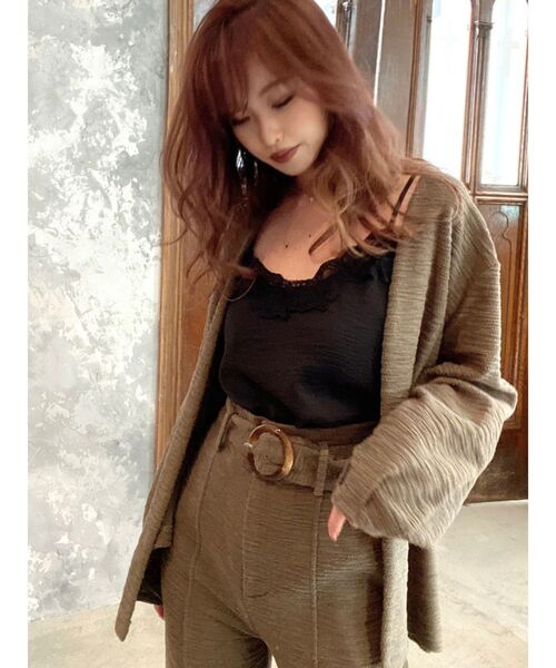 RESEXXY（リゼクシー）の「ハイウエストストレートパンツ【セットアップ着用可能】（その他パンツ・レディース・ブラック/カーキ/ブラウン・FREE）」の4枚目の写真