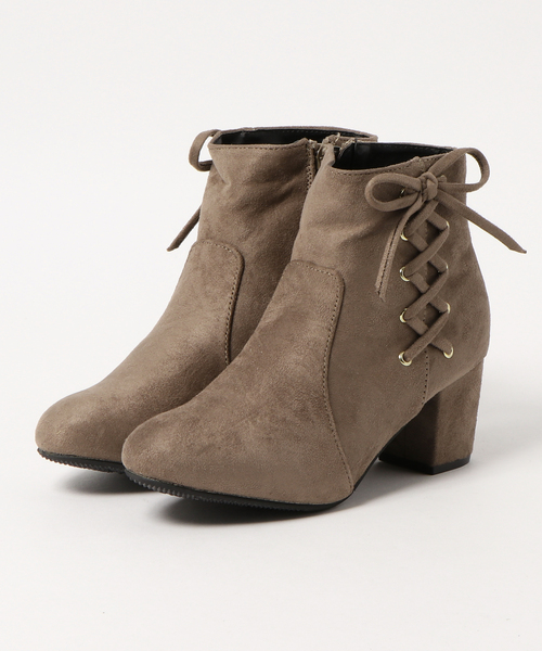 Realta（レアルタ）の「Realta(レアルタ) サイド編み上げレースアップの ショートブーツ（ブーツ・レディース・ブラック系その他/ブラウン/ダークブラウン/ワインレッド・S/L/M/LL）」の7枚目の写真