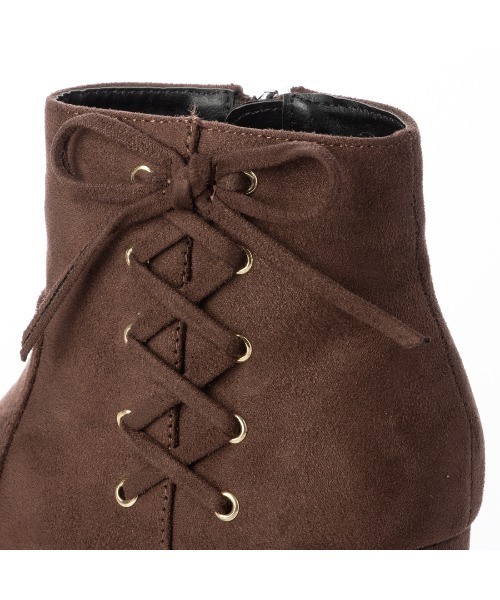 Realta（レアルタ）の「Realta(レアルタ) サイド編み上げレースアップの ショートブーツ（ブーツ・レディース・ブラック系その他/ブラウン/ダークブラウン/ワインレッド・S/L/M/LL）」の16枚目の写真