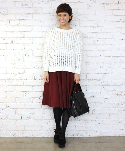 mystic（ミスティック）の「起毛スムースミドル丈スカート（スカート・レディース・グレー/チャコールグレー/ブラック/ボルドー・ﾌﾘ-）」の16枚目の写真