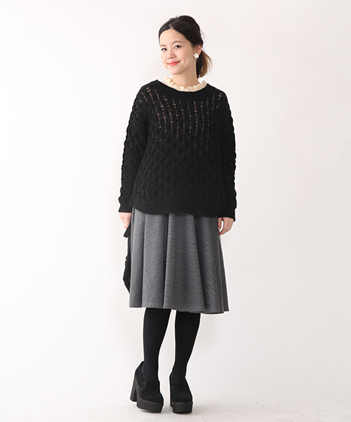 mystic（ミスティック）の「起毛スムースミドル丈スカート（スカート・レディース・グレー/チャコールグレー/ブラック/ボルドー・ﾌﾘ-）」の17枚目の写真