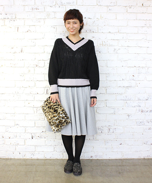 mystic（ミスティック）の「起毛スムースミドル丈スカート（スカート・レディース・グレー/チャコールグレー/ブラック/ボルドー・ﾌﾘ-）」の19枚目の写真