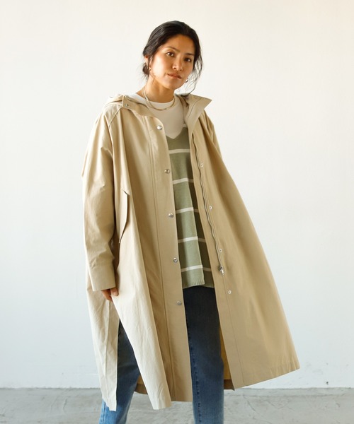 Auntie Rosa Holiday（アンティローザホリデー）の「ミリタリーロングサイドスリットコート（その他アウター・レディース・チャコールグレー/ベージュ・FREE）」の4枚目の写真
