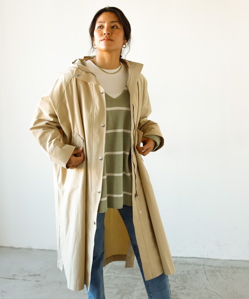 Auntie Rosa Holiday（アンティローザホリデー）の「ミリタリーロングサイドスリットコート（その他アウター・レディース・チャコールグレー/ベージュ・FREE）」の5枚目の写真