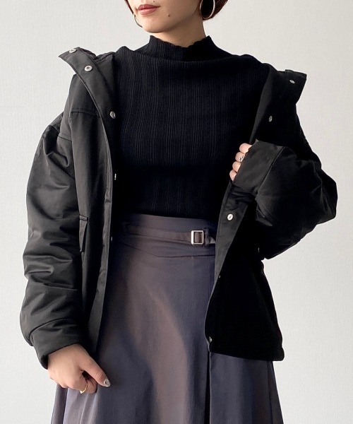 PAGEBOY（ページボーイ）の「ライトナカワタフードブルゾン（ブルゾン・レディース・ブラック/オリーブ・FREE）」の5枚目の写真