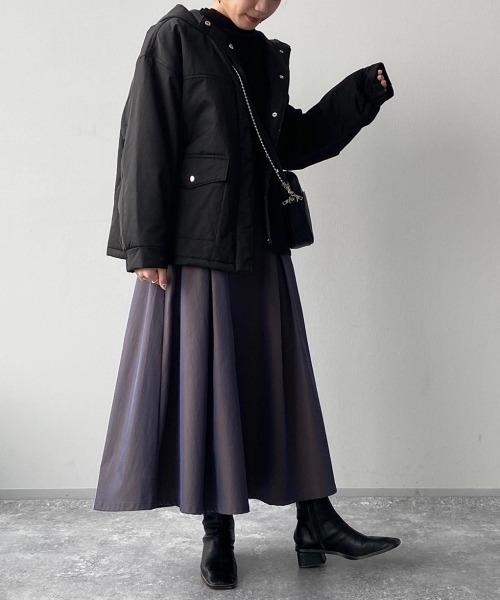 PAGEBOY（ページボーイ）の「ライトナカワタフードブルゾン（ブルゾン・レディース・ブラック/オリーブ・FREE）」の13枚目の写真