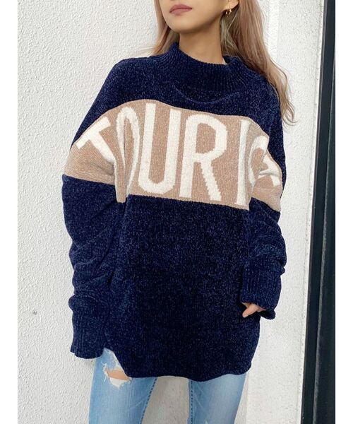 GYDA(ジェイダ)の「TOURISTモールジャガードニットTOPS(ニット/セーター・レディース・オフホワイト/ネイビー/ブラウン・FREE)」の3枚目の写真