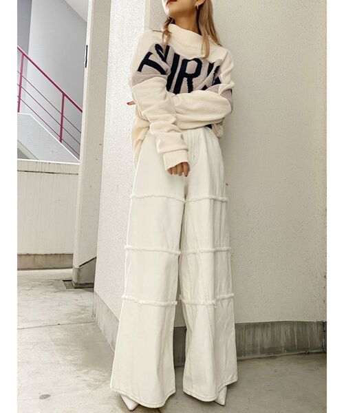 GYDA(ジェイダ)の「TOURISTモールジャガードニットTOPS(ニット/セーター・レディース・オフホワイト/ネイビー/ブラウン・FREE)」の5枚目の写真