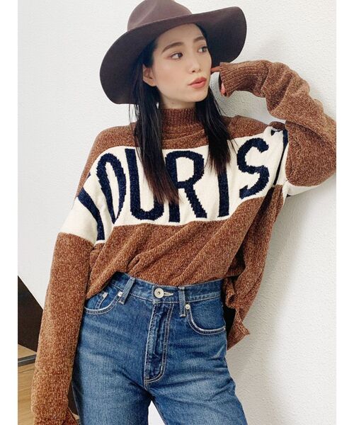 GYDA(ジェイダ)の「TOURISTモールジャガードニットTOPS(ニット/セーター・レディース・オフホワイト/ネイビー/ブラウン・FREE)」の6枚目の写真