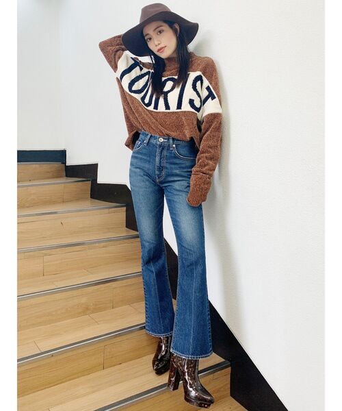 GYDA(ジェイダ)の「TOURISTモールジャガードニットTOPS(ニット/セーター・レディース・オフホワイト/ネイビー/ブラウン・FREE)」の7枚目の写真