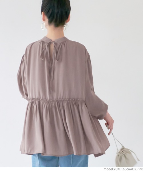 coca（coca）（コカ）の「サテンギャザーブラウス（シャツ/ブラウス・レディース・ブラック/ライトベージュ/ピンク系その他/ネイビー/ブラウン/グレイッシュベージュ/パープル/ピンク・ONE SIZE）」の9枚目の写真