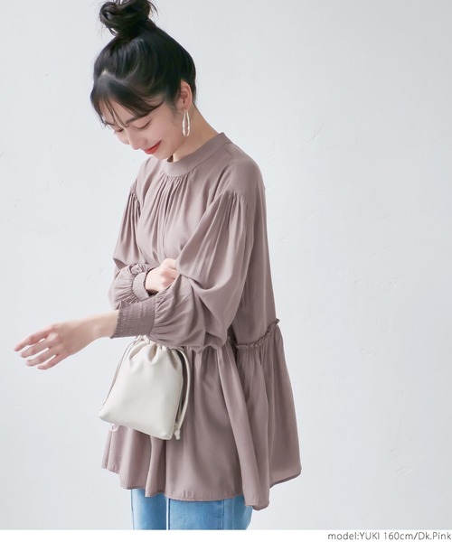 coca（coca）（コカ）の「サテンギャザーブラウス（シャツ/ブラウス・レディース・ブラック/ライトベージュ/ピンク系その他/ネイビー/ブラウン/グレイッシュベージュ/パープル/ピンク・ONE SIZE）」の14枚目の写真