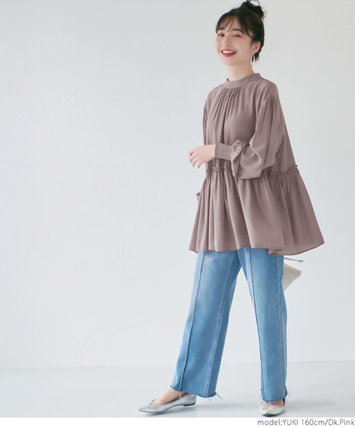 coca（coca）（コカ）の「サテンギャザーブラウス（シャツ/ブラウス・レディース・ブラック/ライトベージュ/ピンク系その他/ネイビー/ブラウン/グレイッシュベージュ/パープル/ピンク・ONE SIZE）」の22枚目の写真