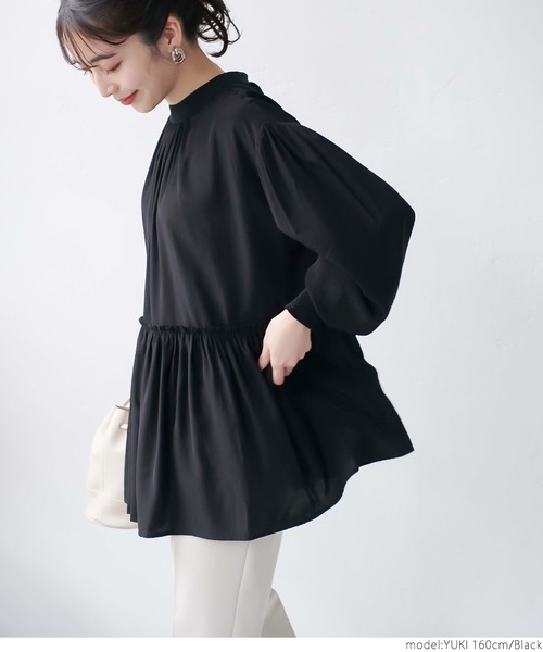 coca（coca）（コカ）の「サテンギャザーブラウス（シャツ/ブラウス・レディース・ブラック/ライトベージュ/ピンク系その他/ネイビー/ブラウン/グレイッシュベージュ/パープル/ピンク・ONE SIZE）」の19枚目の写真