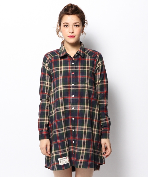 L.D.S.（エルディーエス）の「ネルチェックシャツワンピース（ワンピース・レディース・レッド系/グリーン系/ネイビー系・FREE）」の7枚目の写真