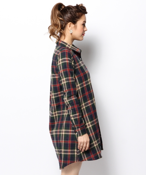 L.D.S.（エルディーエス）の「ネルチェックシャツワンピース（ワンピース・レディース・レッド系/グリーン系/ネイビー系・FREE）」の6枚目の写真