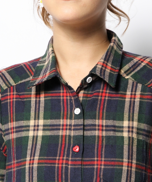 L.D.S.（エルディーエス）の「ネルチェックシャツワンピース（ワンピース・レディース・レッド系/グリーン系/ネイビー系・FREE）」の12枚目の写真