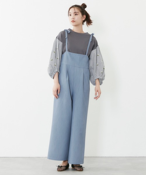 POU DOU DOU(プードゥドゥ)の「肩リボンオールインワン(その他パンツ・レディース・ブルー/ブラック/イエロー・3)」の1枚目の写真