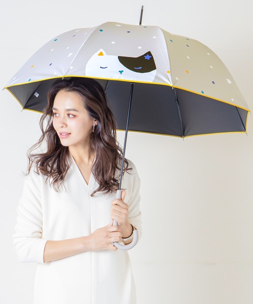 macocca（マコッカ）の「完全遮光晴雨兼用 ジャンプ傘 大きい猫柄（長傘・レディース・グレー/オフホワイト/ブラック・FREE）」の3枚目の写真