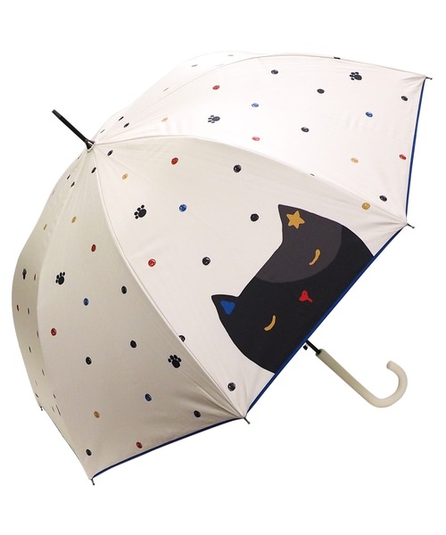 macocca（マコッカ）の「完全遮光晴雨兼用 ジャンプ傘 大きい猫柄（長傘・レディース・グレー/オフホワイト/ブラック・FREE）」の2枚目の写真