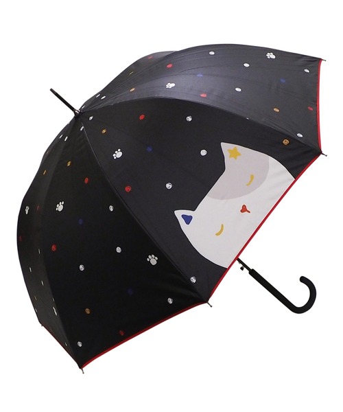 macocca（マコッカ）の「完全遮光晴雨兼用 ジャンプ傘 大きい猫柄（長傘・レディース・グレー/オフホワイト/ブラック・FREE）」の1枚目の写真